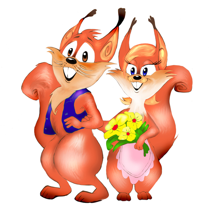 Папа-белка и мама-белка