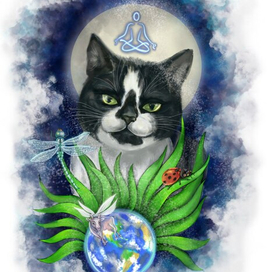 Принт на футболку Кошка Йог