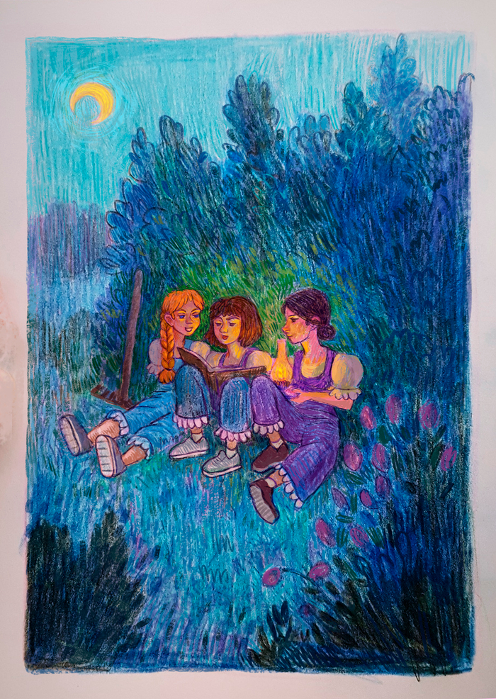 Три девицы в ночном саду