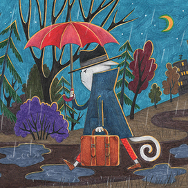 Серия иллюстраций к русской народной сказке "Кот и лиса"