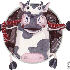 новогодняя коровка