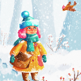Зимняя девочка в лесу