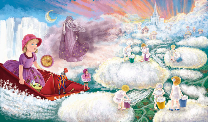 В малиновой лодочке по облакам.