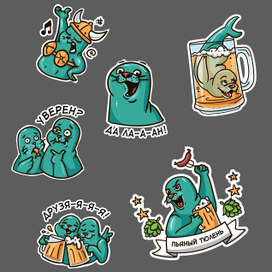 Стикеры для бара "Пьяный Тюлень"
