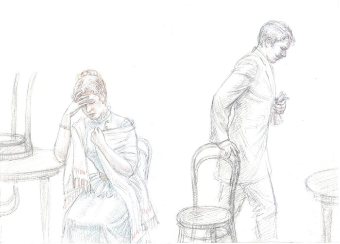 Иллюстрация к пьесе А.Островского "Бесприданница" для издательства "Речь" 2022г.