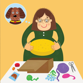 Упаковка посылки с сыром для любимой собаки.