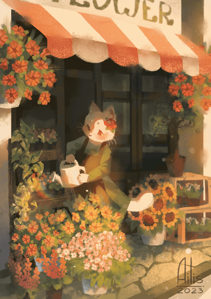 Кошечка флорист