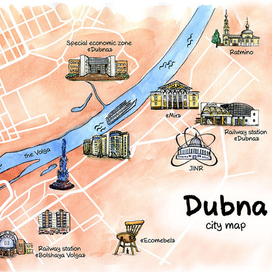Акварельная карта Дубны