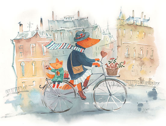 Лиса на велосипеде