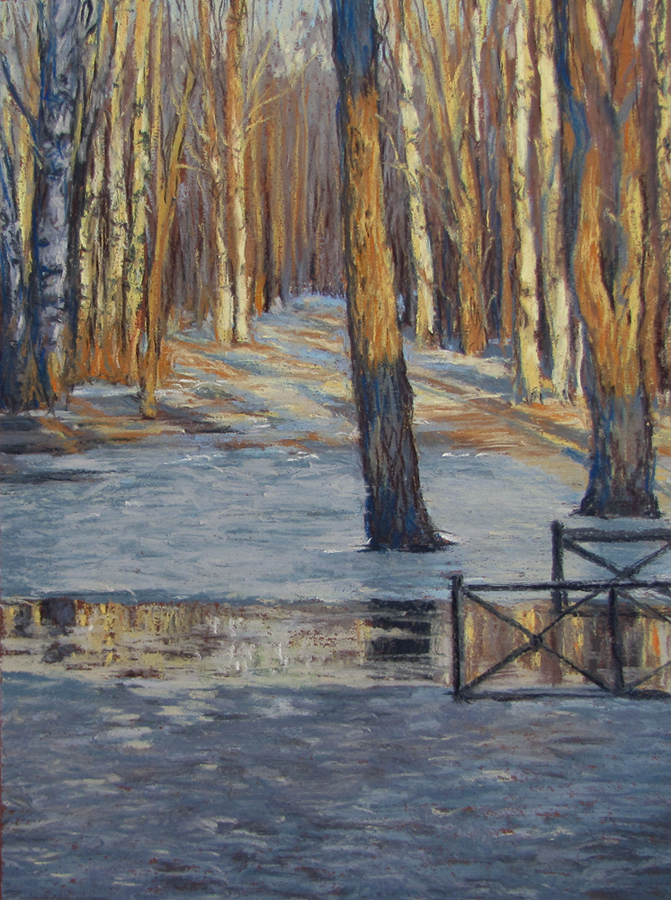 Солнце в парке. Пастель, бумага, 34х25,5