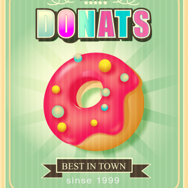 Ретро постер для пекарни пончиков