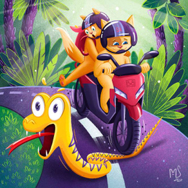 Рыжие на байке