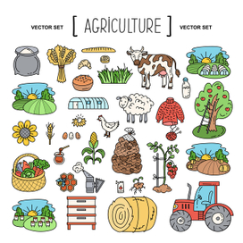 Векторный набор "Сельское хозяйство"