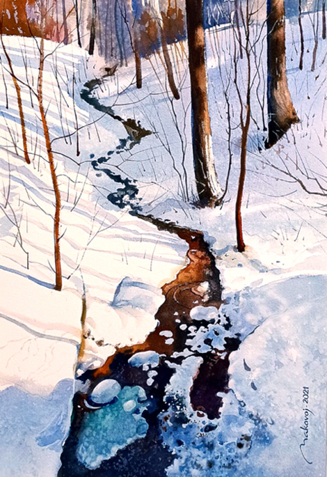 ,,Зимний ручей в местечке Рамава,, 