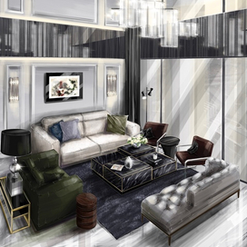 Скетч гостинной