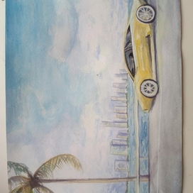 Первый мой рисунок акварелью. Недоламборджини.