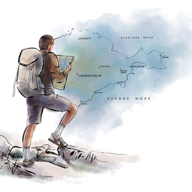 Серия открыток про Крым. Карта