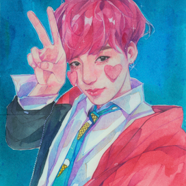 Иллюстрация красками и карандашами 