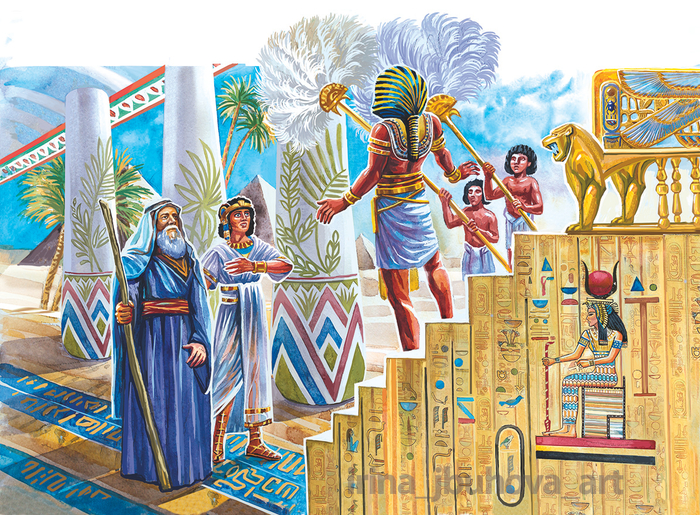 Иосиф приводит отца к фараону. 