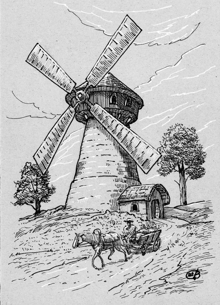 мельница и повозка