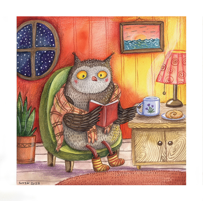  owl reading a book