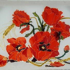 Батик. "Маки в поле".