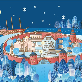 Открытка "Зимний Великий Новгород"