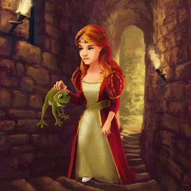 3-я Иллюстрация к сказке братьев Гримм "Король-Лягушонок"