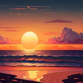 закат на пляже