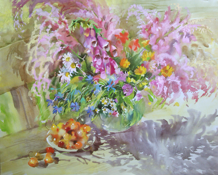 Черешня на скамейке