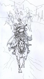 Испанские лансьеры гонятся за лейтенантом гусарского полка.