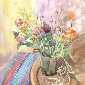 Натюрморт с клевером и календулой