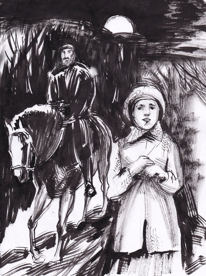 Иллюстрация к книге М.Козыревой Девочка перед дверью