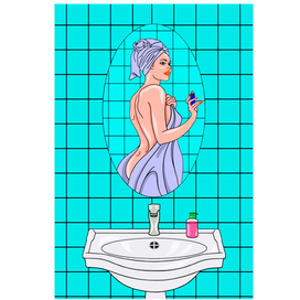Женщина и ванна 3. Постер. Векторная графика. Работа сделана в Adobe Photoshop.