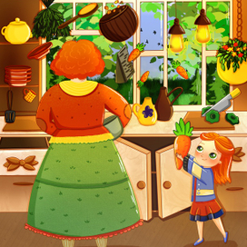 Детская иллюстрация по Гарри Поттеру ""Ужин в норе"