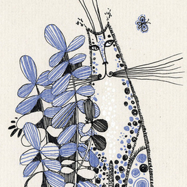 Кот и цветок