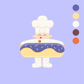 Cute cartoon chef with donut vector illustration