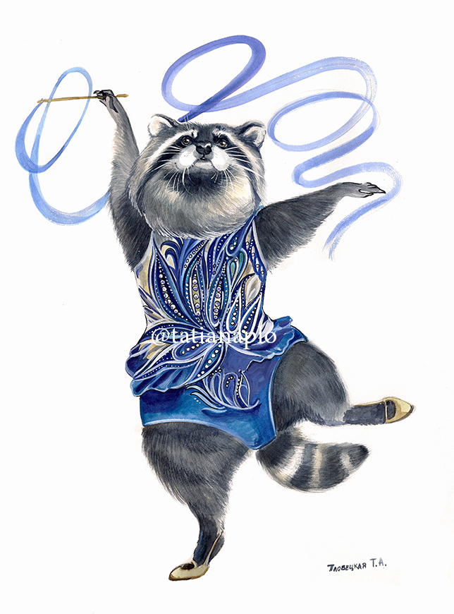 Енот, влюбленный в гимнастику