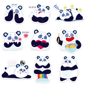 стикеры панды  Валентина