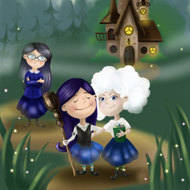 Молли и Рин. Обложка для книги.