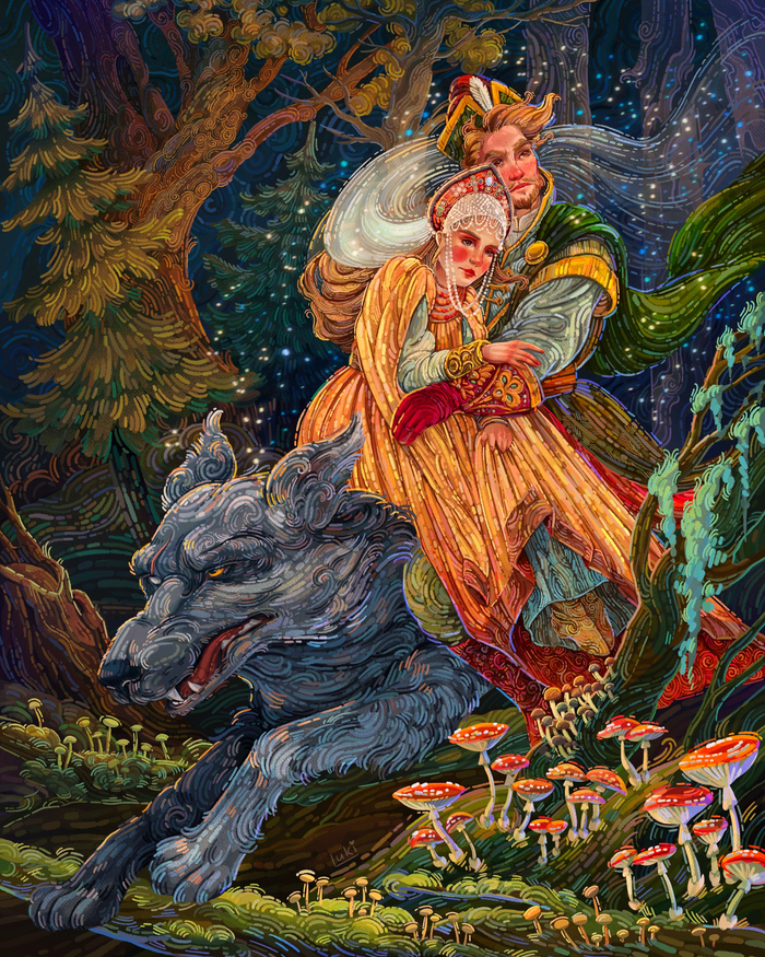 Иван Царевич и Серый Волк (по Васнецову)