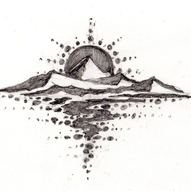 Восход в горах (карандаш)