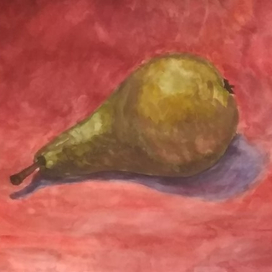 Груша, многослойная акварель