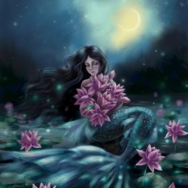 Русалка с лотосами