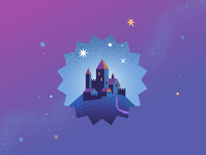 Векторный сказочный замок с шумами