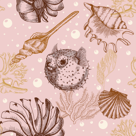 Бесшовный паттерн на морскую тему