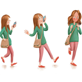 девочка и телефон