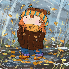 первый снег и девочка