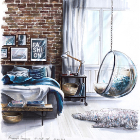 Лофт. Интерьерная иллюстрация  / Interior illustration