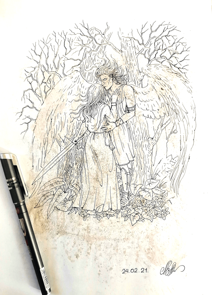 рис. из пятна..-Прощание с ангелом...